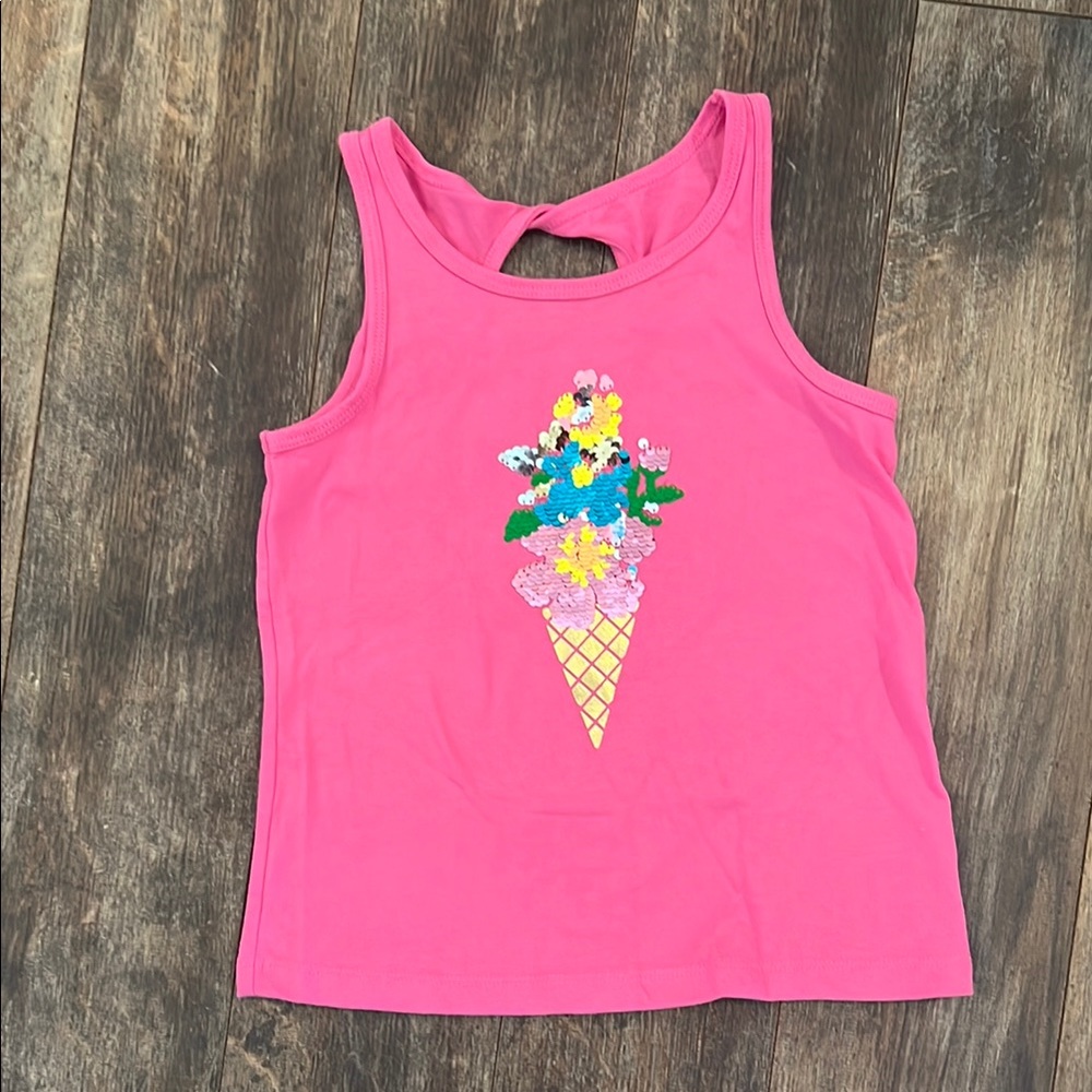 Cat and Jack- Yellow and Pink Sparkly Ice Cream Tank Top